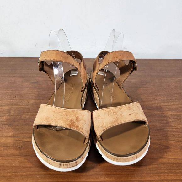 Paul Green Shoes Womens Size 7.5 UK  10 US Open Toe Leather Tan Sandal *FLAWS* - Picture 3 of 16